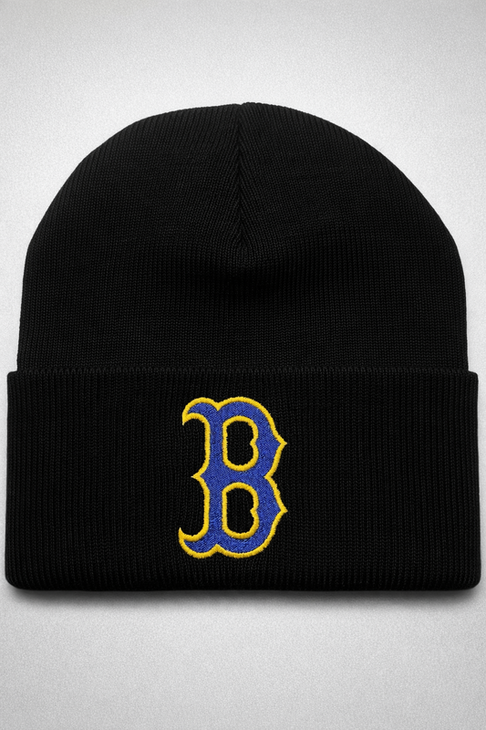 Brawley Vintage B Beanie with embroidered script B, royal blue or black