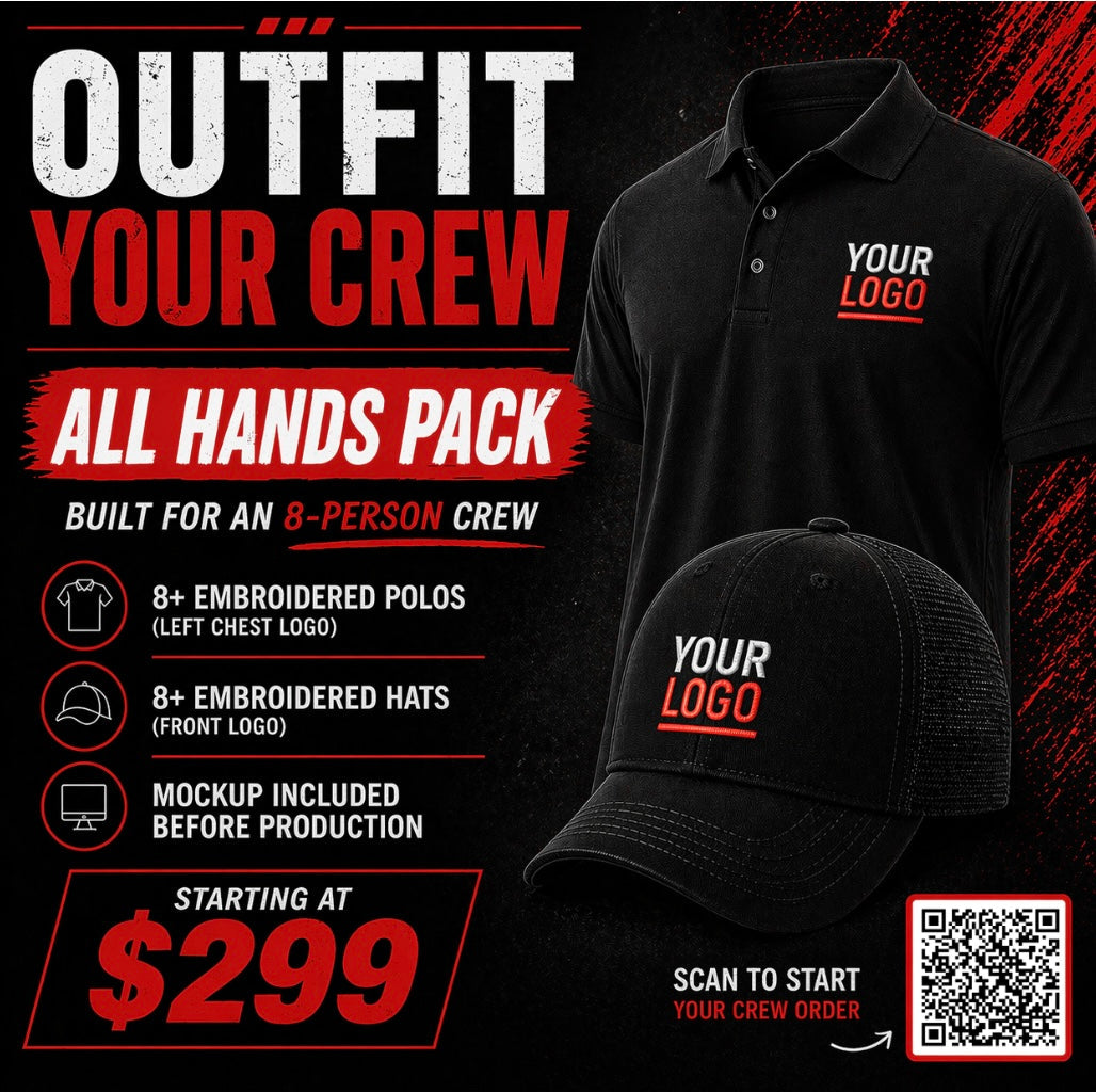 Outfit Your Crew – Custom Embroidered Polo & Hat Pack