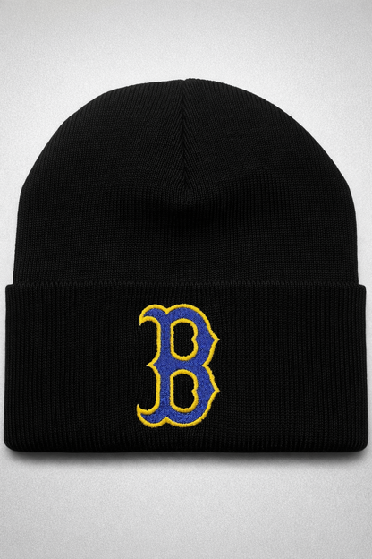 Brawley Vintage B Beanie with embroidered script B, royal blue or black