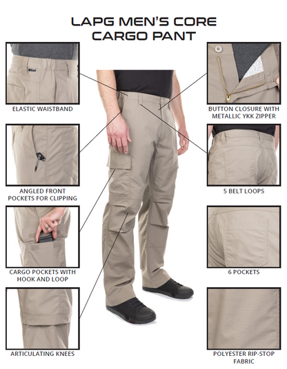 LAPG Men's Core Cargo 6 Pocket Tactical Pant