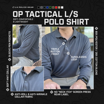 LAPG Men's Operator Tactical Long Sleeve Polo Shirt