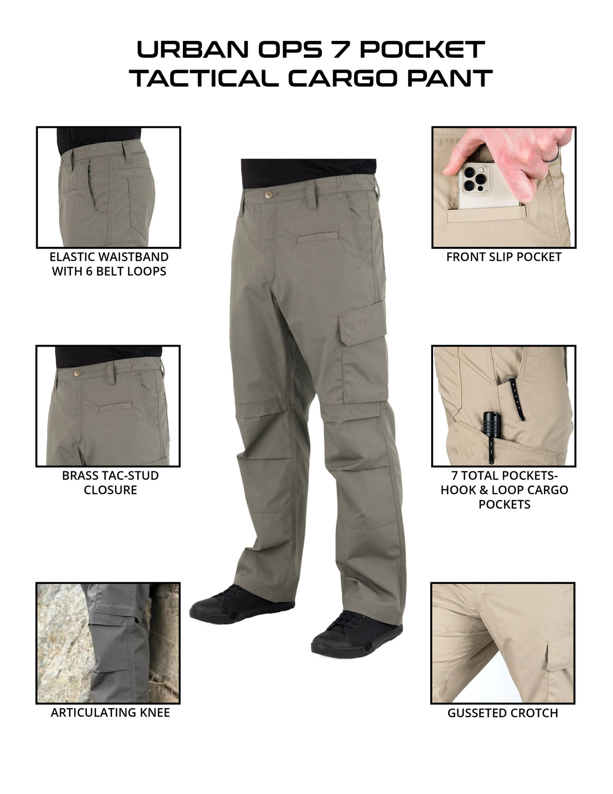 LAPG Men's Urban Ops 7 Pocket Tactical Cargo Pant