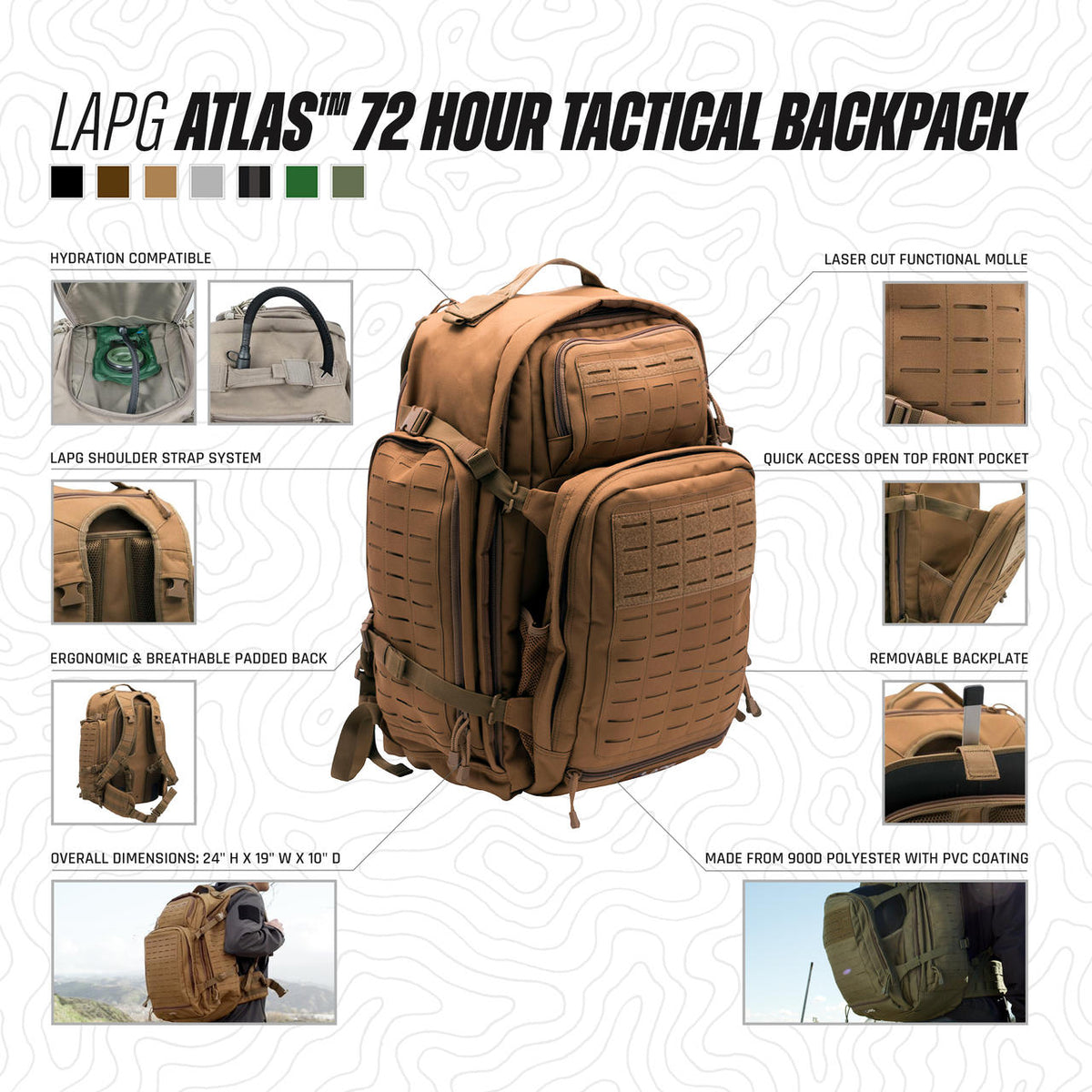 LA Police Gear Atlas 72 Hour Tactical MOLLE Backpack