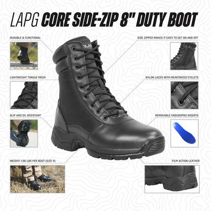 LAPG Men's Core 8" Black Side-Zip Duty Boot