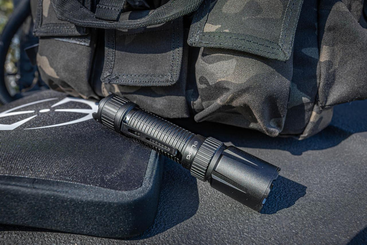 LAPG F-10 2,300 Lumen USB-C Rechargeable Dual Tail Switch Tactical Flashlight