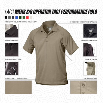 LAPG Men's Operator Tactical Performance Short Sleeve Polo Shirt