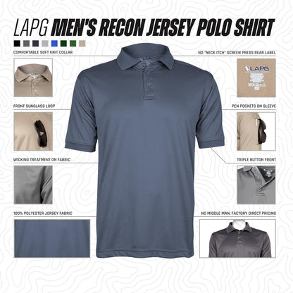 LAPG Men's Recon Jersey Short Sleeve Polo Shirt