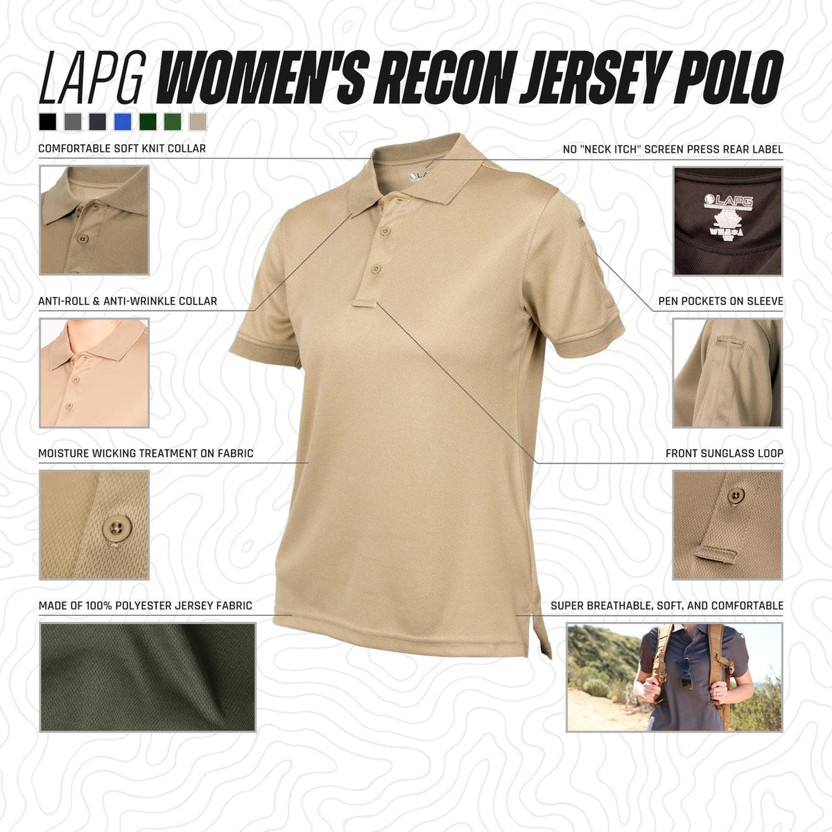 LAPG Women's Recon Jersey Short Sleeve Polo Shirt