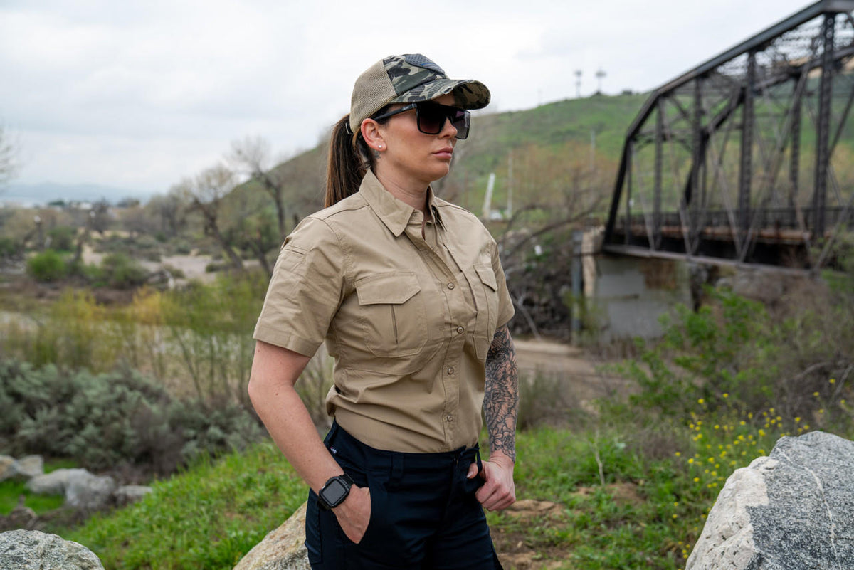 LAPG Women's Battle Rattle Stretch Short Sleeve Button Up Field Shirt
