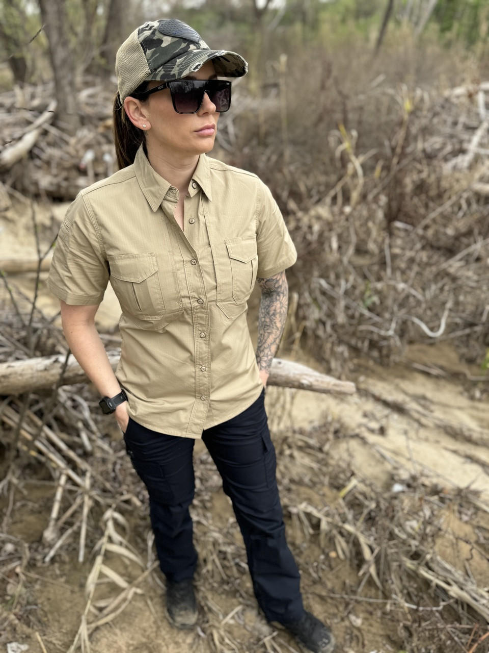 LAPG Women's Battle Rattle Stretch Short Sleeve Button Up Field Shirt