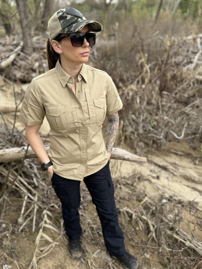 LAPG Women's Battle Rattle Stretch Short Sleeve Button Up Field Shirt