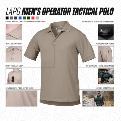 LAPG Men's Operator Tactical Short Sleeve Polo Shirt